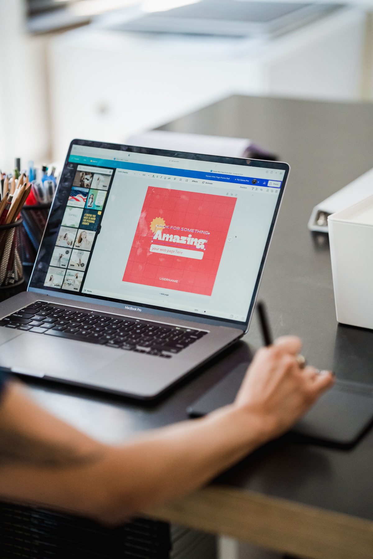 Graphic design work on a laptop